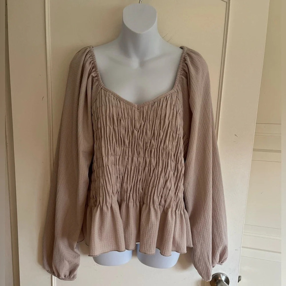 Arula for Xquisite You bohemian style, Long Sleeve  Peplum Fitted Blouse, SZ 2X - Picture 1 of 5